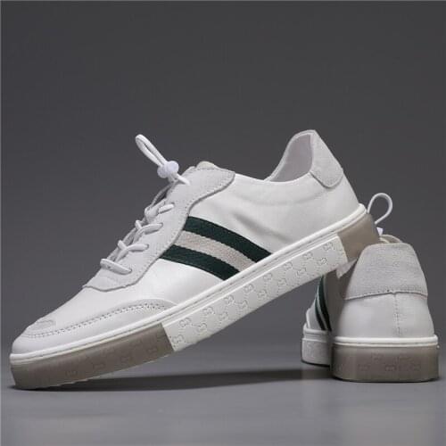 High-Quality Leather Shoes For Men Luxury Brand Casual And Comfortable Mens Shoes Lace-up Fashion Flat Shoes White Sneakers