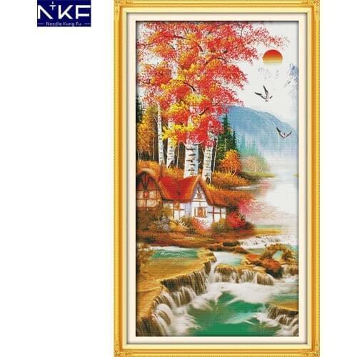 NKF Rising Sun China Cross Stitch Diy Needlework Counted Print Cross Stitch Kit for Embroidery Cross Craft Cross Stitch