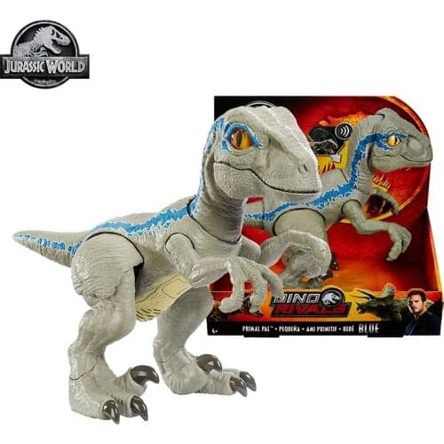 Genuine Mattel Jurassic World 2 Sound Edition Velociraptor Blue Blue Dinosaur Model Joint Movable Toy