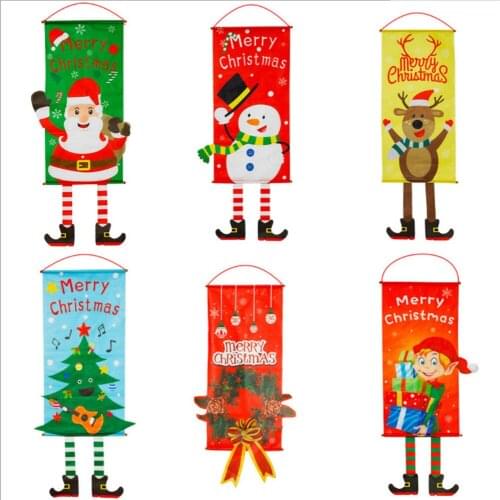 Suspension Christmas Hanging Flag Christmas Door Hanging Merry Christmas Decoration Accessory Window Home Hotel Mall Scene Decor