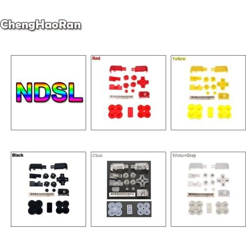 ChengHaoRan Black Clear Full Button Set ABXY L R D Pad Cross Button&Rubber Conductive Button For Nintend DS Lite NDSL Console