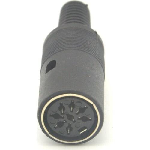 50 pcs 8 Pin DIN Female Connector with black Plastic Handle