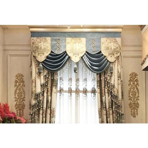 Embroidered Luxury Jacquard Valance For Blackout Curtain Blinds cortina de quarto
