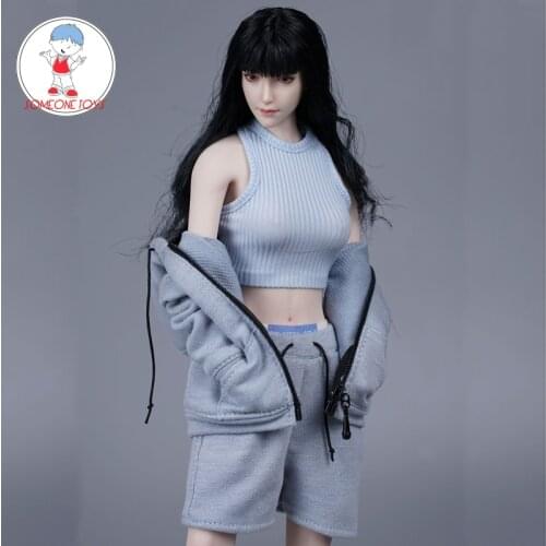 SA023 1/6 pink Cool girl sport hooded coat Pants vest three-piece suit for 12" TBLeague Female action soldier figure jiaou doll