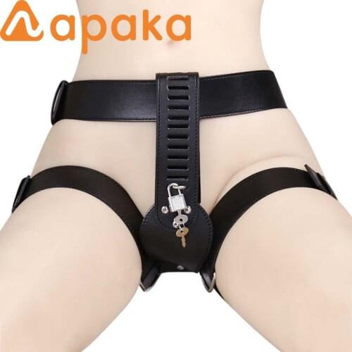 Sex Products for Couple Pu Leather Female Chastity Belt BDSM Bondage Panties Role Play Adult Games Erotic Fetish Men Sex Toys