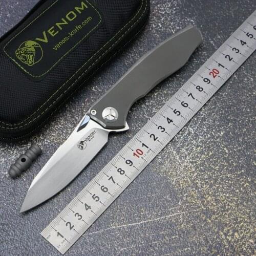 Kevin John VENOM 4 Wing flipper folding knife S35VN blade solid titanium handle outdoor camping hunting pocket fruit knives EDC