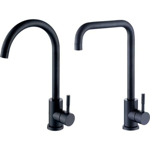 Stainless Steel Kitchen Black Basin Faucet Bathroom Single Handle Hot and Cold Water 360 Degree Rotatable Mixer Tap Deck Mounted