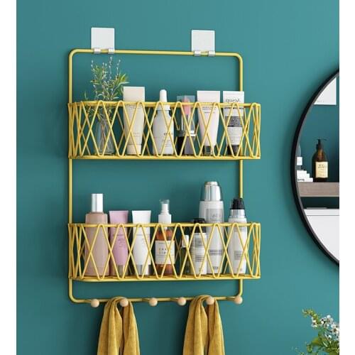 Punch-Free Bathroom Rack Wall-Mounted Storage Rack Bathroom Supplies Complete Toilet Wall-Mounted Hook Hook