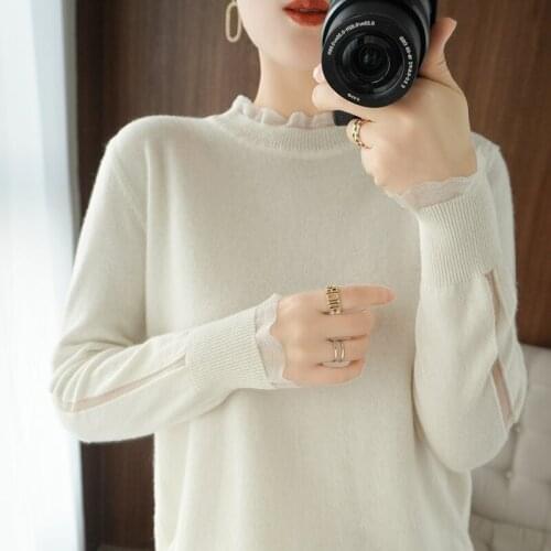 21 spring new round neck cashmere sweater women loose short 100% pure wool base sweater knitted pullover Soft as comfortable