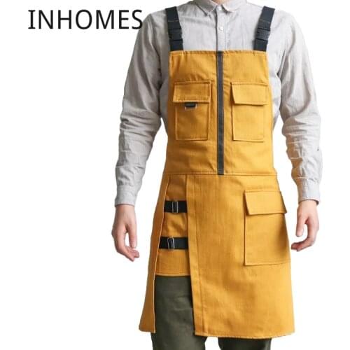 Free Custom Logo Apron Cowboy Restaurant Flower Work Barista Milk Coffee Barber Shop Chef Studios Uniform delantal cocina hombre