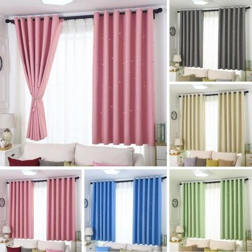 Hollow Star Tulle Window Curtain Drape Blinds Block Light Living Room Decoration Modern Minimalist Plain Blackout Curtains
