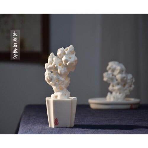 Japanese-style home decoration sculpture abstract ceramic rockery statue creative design table living room jewelry gift SDT