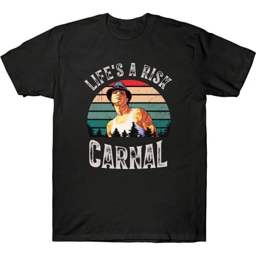 Lifes A Risk Carnal Miklo Vintage Mens Short Sleeve T-Shirt Cotton Black Tee