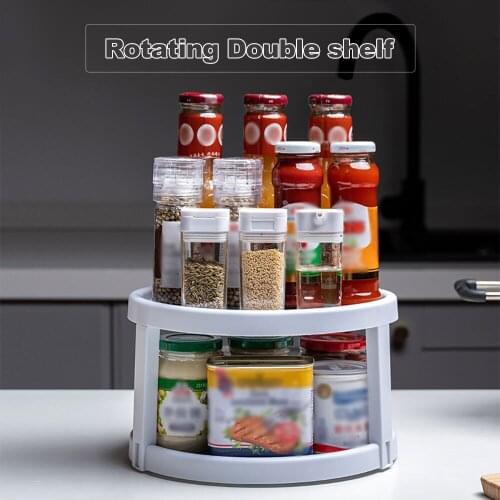 360° Rotating Spice Rack Organizer Seasoning Holder Kitchen Non-Skid Storage Organizer Tray Home Supplies for Bathroom Cabinets