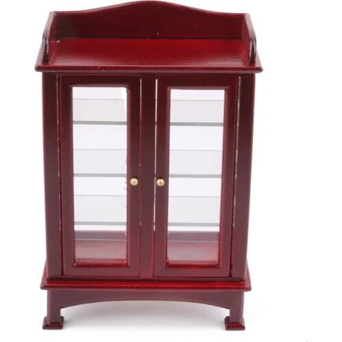 High Quality 1:12 Dollhouse Mini Wooden Kitchen Cabinet Model Coffee Furniture Pretend Play Classic Toys Doll House Decoration