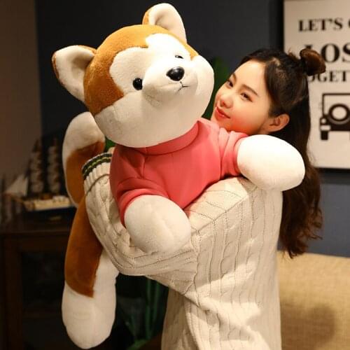 High Quality Lovely Lying Akita Dog Plush Toys Stuffed Animal Shiba Inu Corgi Dog Sleep Boyfriend Pillow Doll Kids Baby Gift