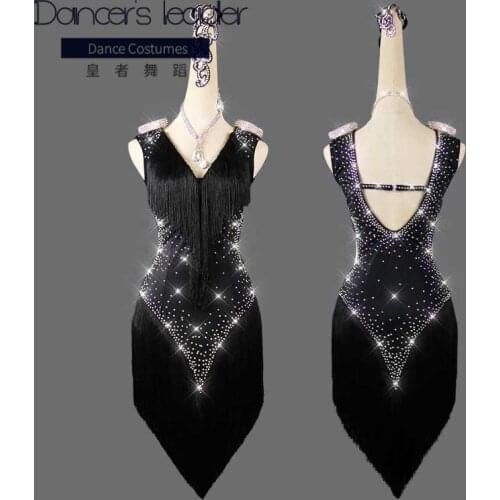 High-end Custom Latin Dance Dress Diamond Tassel Dance Competition Costume Female Adult Children Professional Costume