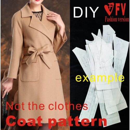 Ladies double-sided woolen cloth lapel raglan sleeve coat coat pattern 1:1 clothing cutting structure drawing BFY-123