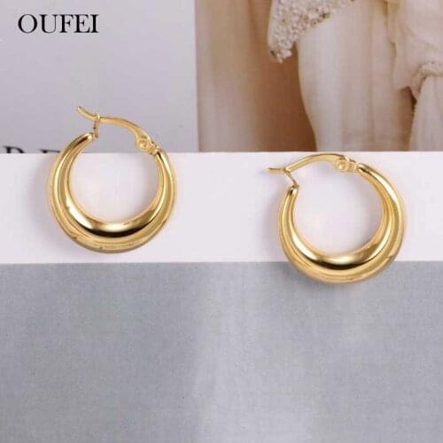 OUFEI Stainless Steel Jewelry Korean Earrings Small Hoop Earrings For Women Fashion Jewelry Accessories Free Shipping