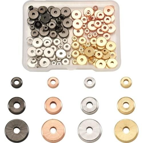 1 Box Flat Round Brass Spacer Beads Mixed Color Findings Components for DIY Jewelry Bracelets Making Accessories