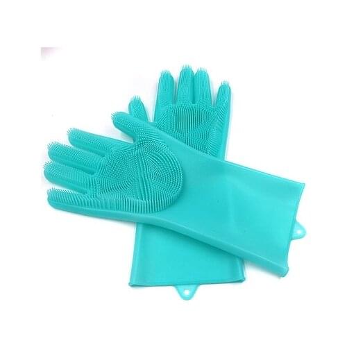 1Pair Silicone Cleaning Gloves Gloves Kitchen Magic Silicone Dish Washing Glove for Household Scrubber Rubber Kitchen Clean Tool