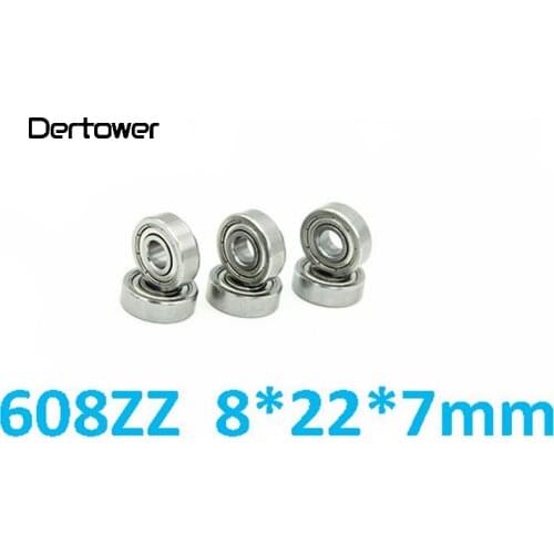 10pcs Double Shielded Miniature High-carbon Steel Single Row 608ZZ ABEC-5 Deep Groove Ball Bearing 8*22*7 8x22x7 MM 608 ZZ