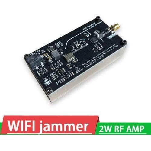 2.4G WiFi Jammer signal Sweep Frequency nearby interference shield 2W RF POWER amplifier for 2.4GHZ Bluetooth DC 12V