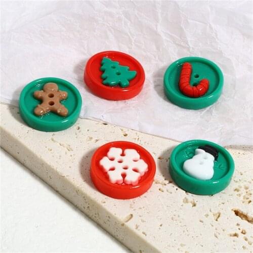 20pcs 2 Holes Resin Christmas Patterns Button Mixed Xmas Buttons Sewing Round Button Christmas tree Snowflake Buttons 20mm