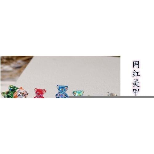30/48PCS 3D Aurora Bear Various Jelly Milky-Tea Frosted Leather Bowknots Arylic Nail Art Rhinestone Decorations Manicure DIY