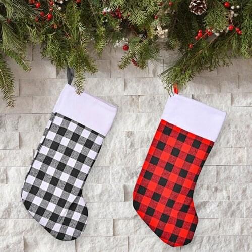 Hot Christmas Stockings 4 Pack Buffalo Plaid Christmas Stocking For Family Xmas Holiday Party Decoration