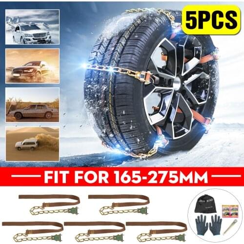 5PCS Car Truck Tire Snow Chains Winter Wheel Belt Mud Sand Roadway Safety Adjustable Wear-resistant Anti-Skid Snow Chains