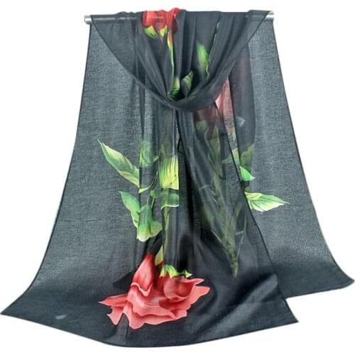 Long scarf women Lovely Rose Soft Wrap Scarf Ladies Shawl Chiffon Scarves good quality hot sale foulard Silk scarf chiffon femme