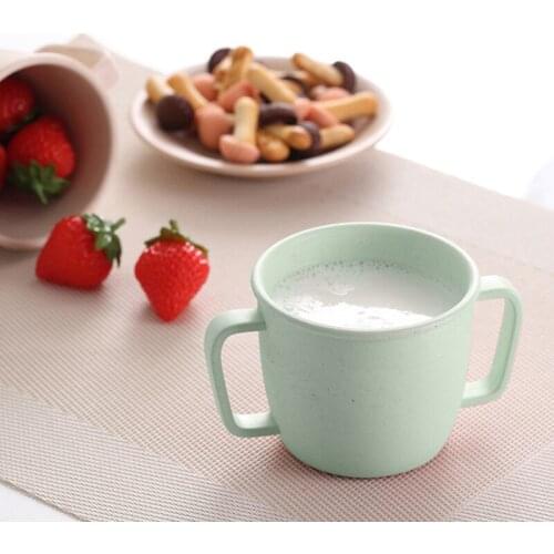 Environmental Water Cup for Kids Double Handle Milk Cup Bamboo Fiber Baby Cup Feeding Supplies