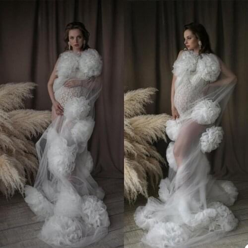 Elegant Sexy Custom Made Materity Gown New Designed Floral Pajamas Wedding Party Bridal Prom For Photo Shoot Dress
