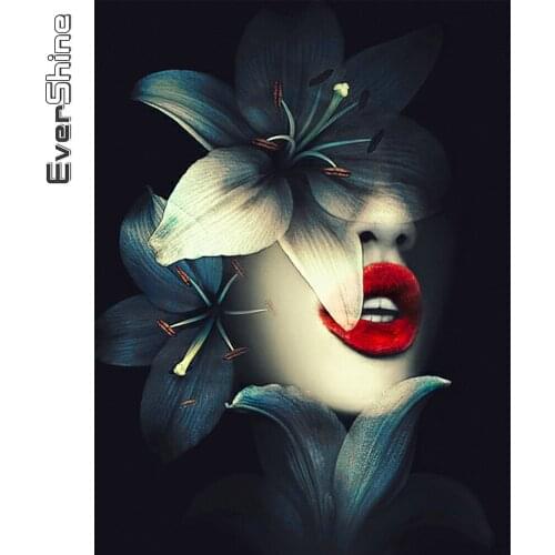 Evershine Diamond Embroidery Woman Crafts Diamond Painting Lily Mosaic Full Square Round Drill Portrait Rhinestone Picture Art