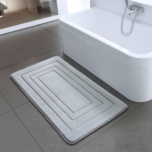 Embossing Microriber sponge bath mat Solid colors Coral velvet Rug backing PVC Non-slip floor mat
