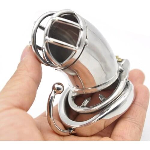 Happygo Ergonomic Design Stainless Steel Male Chastity Device,Cock Cage,Penis Lock,Cock Ring,Chastity Belt C272
