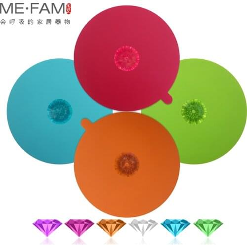 ME.FAM Creative Acrylic Diamond Handle Colorful Silicone Cup Cover 11 cm Seal Anti-dust Cup Lid Glass Ceramic Plastic Mug Cap
