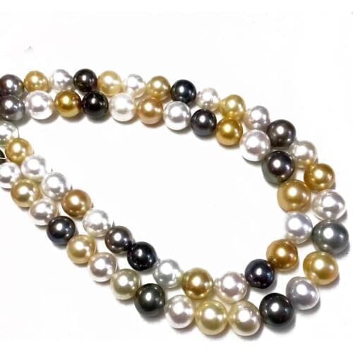 MADALENA SARARA 9-11mm Saltwater Pearl Necklace Southsea Akoya Pearl Bead Choker Women Necklace Cute Three Color Mixed