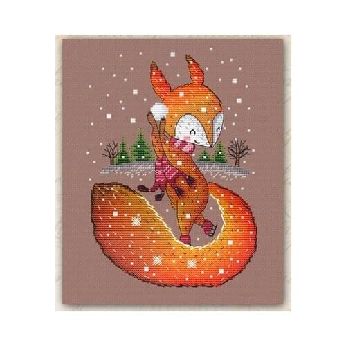 MM RS cotton self-matching cross stitch Cross stitch RS cotton comes with no prints No prints Fox skating in the snow