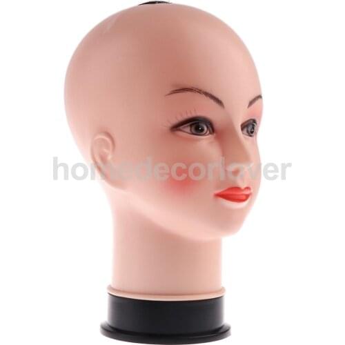 PVC Female Bald Mannequin Head Model Wig Making Hat Glasses Display Stand