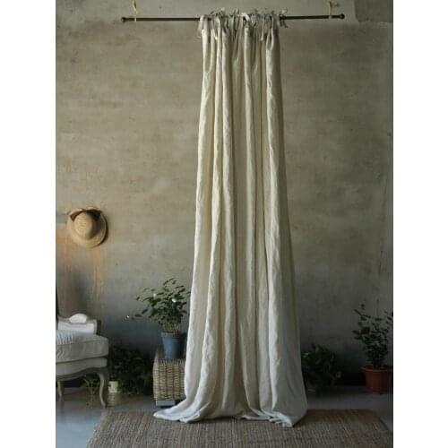 Up Grade 100% Linen Soft Semi-blackout Curtains with Lining Norse Hemp Yarn Creamy White Window Drapes for Living Room Bedroom