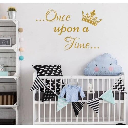 Once Upon Time Wall Decal kids room Girls Wall Sticker Crown Vinyl Art Once Upon Decal Nursery Girls Wall home Decor HY277