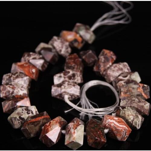 Natural Ocean Jaspers Faceted Freeform Nugget Pendant Bead,Approx25PCS/strand Raw Gems Stone Cut Nugget Necklaces Charms Jewelry