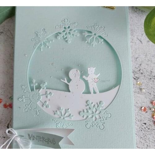 New Snowman boy circle frame metal Cutting Dies Stencils DIY Scrapbooking Paper/photo Cards Embossing Dies