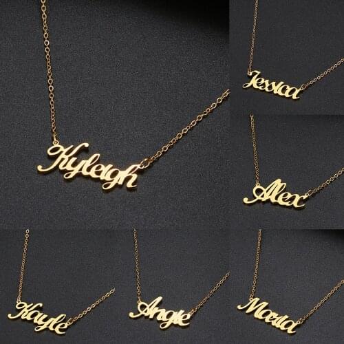 Stainless Steel English Name Necklace Letter Plated Nameplate Chain Necklaces Gifts For Women Jewelry Pendant Collar Friends