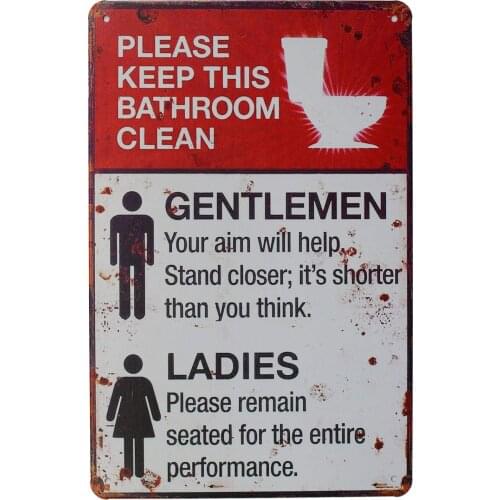 Please Keep This Bathroom Clean Vintage Metal Tin Sign Rural Retro Plaque Home Toilet Wall Decor for Coffee Bar Club Home Decor