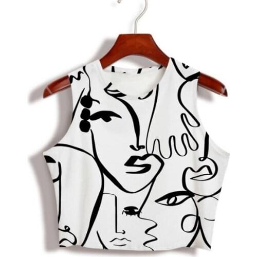 Custom Made your own designs Sublimation Print Art Faces Milk Silk sleeveless Crop Tops