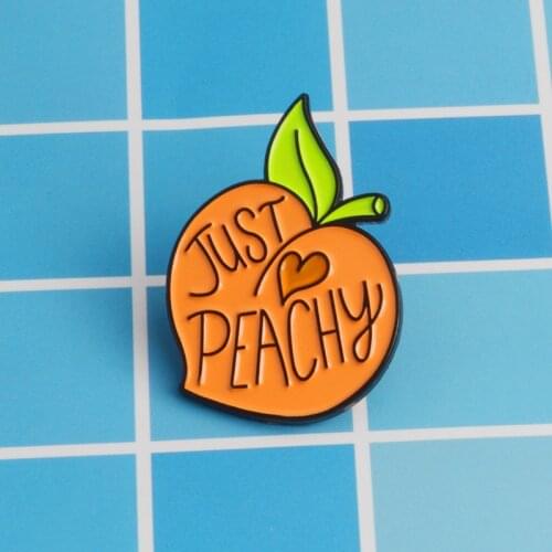 Cute Cartoon Little Yellow Peach Alloy Fruits Brooch Just Peachy Collar Enamel Pins Paint Badges Jewelry Gift for Friends