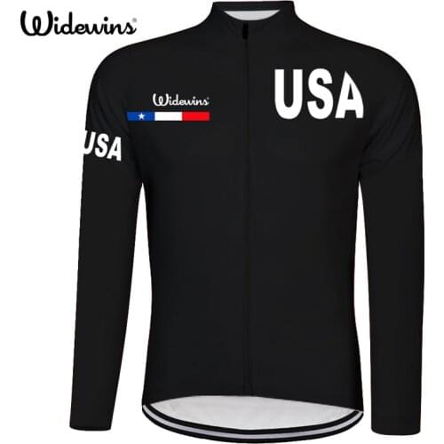 USA Spring summer thin pro team black white long sleeve cycling jersey bike shirt USA road cycling gear Reflective stripe 8004